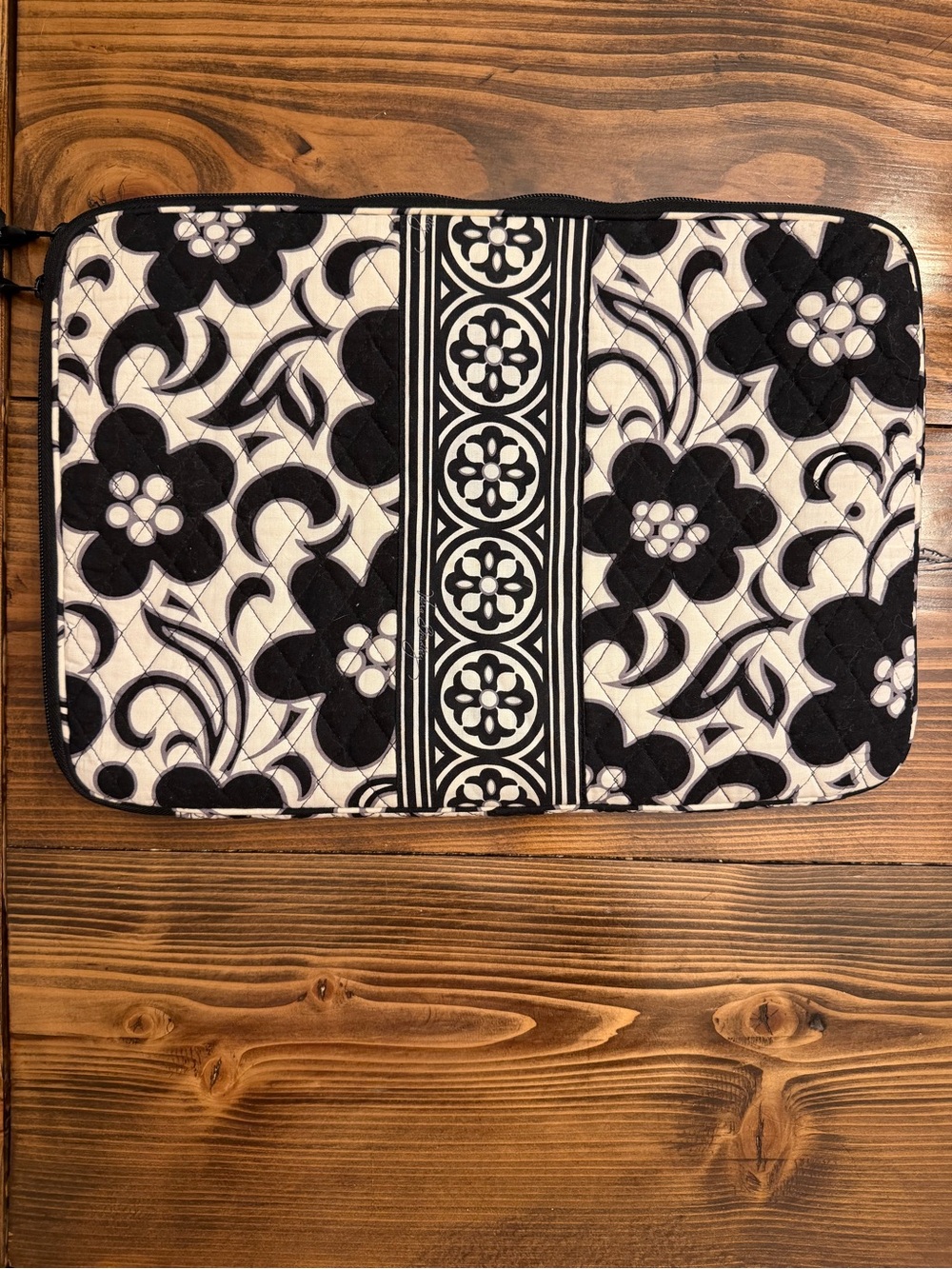 Vera Bradley Black and White Floral Quilted Accent Pouch